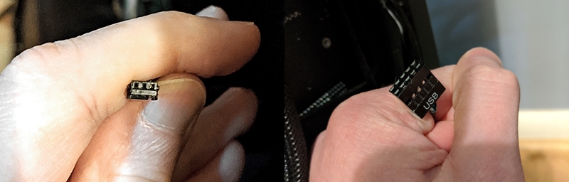 A split image showing both sides of the internal USB cable