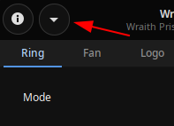 Shows an arrow pointing to a button in the title bar of the application